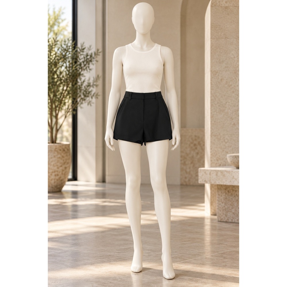 Aritzia Wilfred Womens Effortless Shorts Black Solid Tailored Size 8